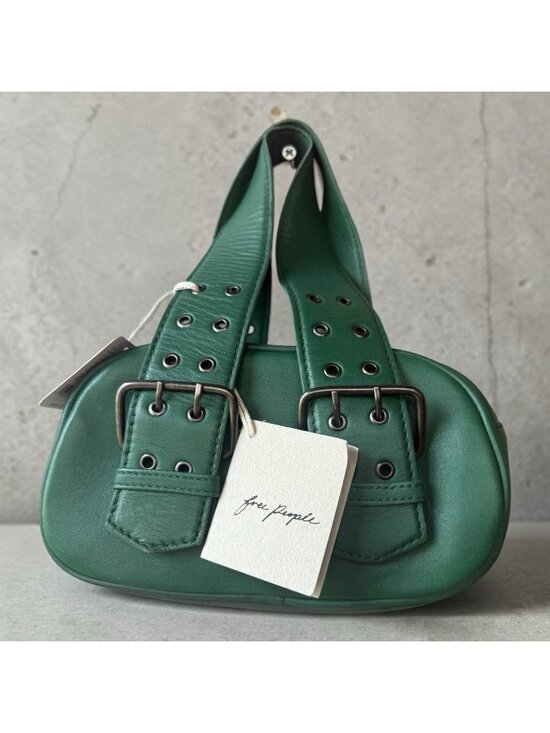 Free People Handbags - Free People Women’s Green Leather Mini Shoulder Bag Buckle Strap NWT